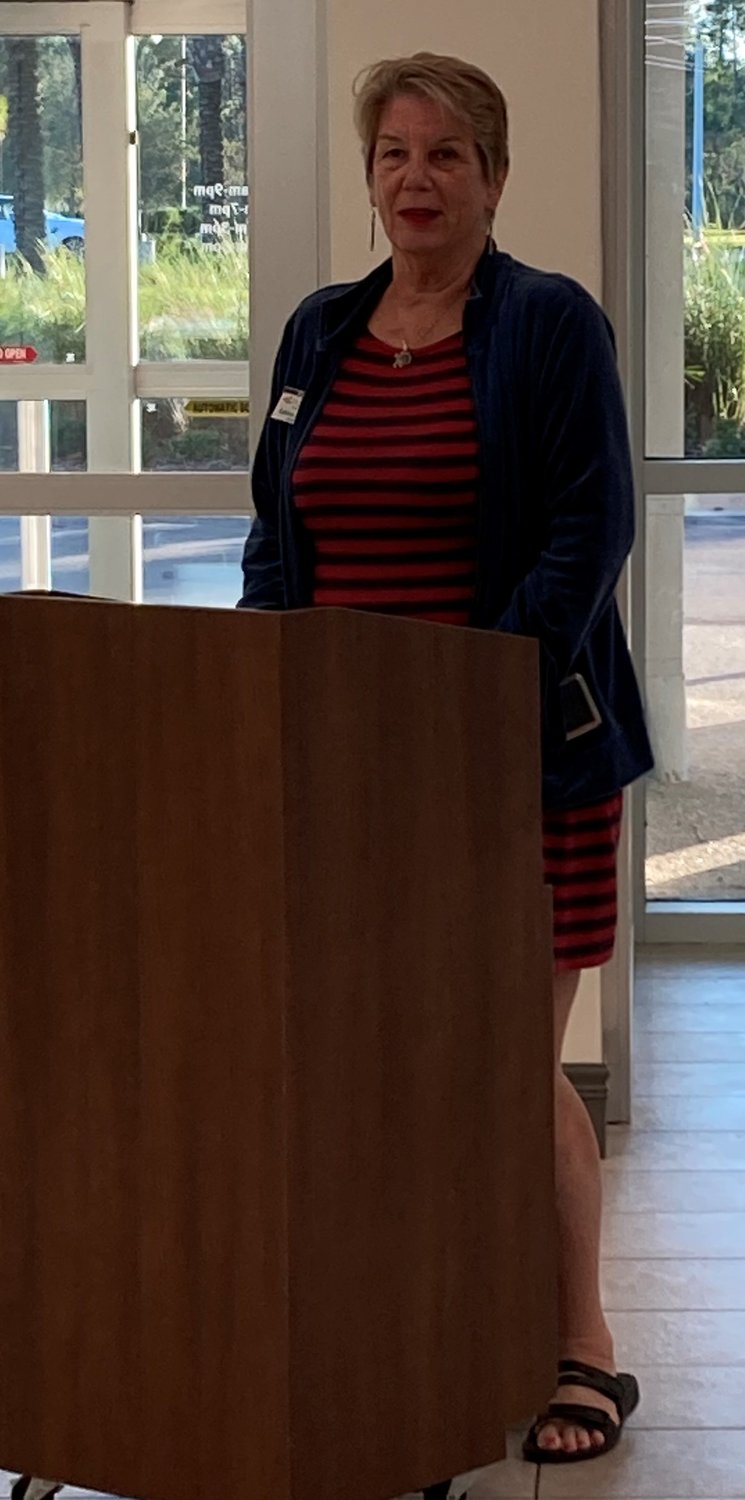 Kathleen Floryan, chair of the St. Johns County Chamber of Commerce Ponte Vedra Beach Division, speaks during a recent After Hours gathering.